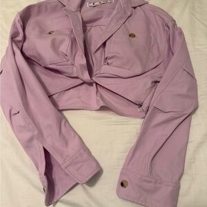 Women's Cropped Lilac Jacket - Stylish Light Purple Coat